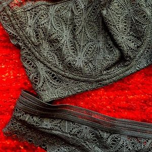 Else bra and panty set. Black. Lace. Handmade. 36DD bra. US 8 panty.
